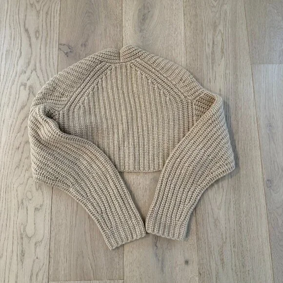 VINCE Wool/Cashmere Blend Fisherman Knit Sweater/Shrug- TAN/CAMEL- Like New XS - Picture 5 of 5